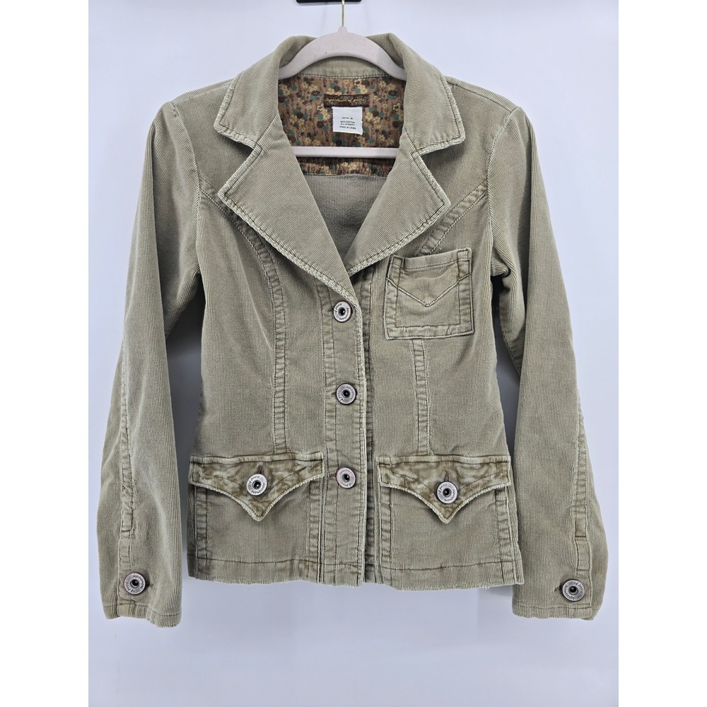 Department of Peace Corduroy Jacket Womens S Sage Green Utility Blazer Y2K VTG